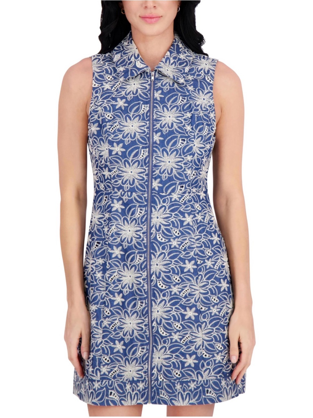 Kensie Dress with White Floral Embroidery Sz 0 project piece